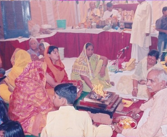 Traditional havan ceremony with devotees